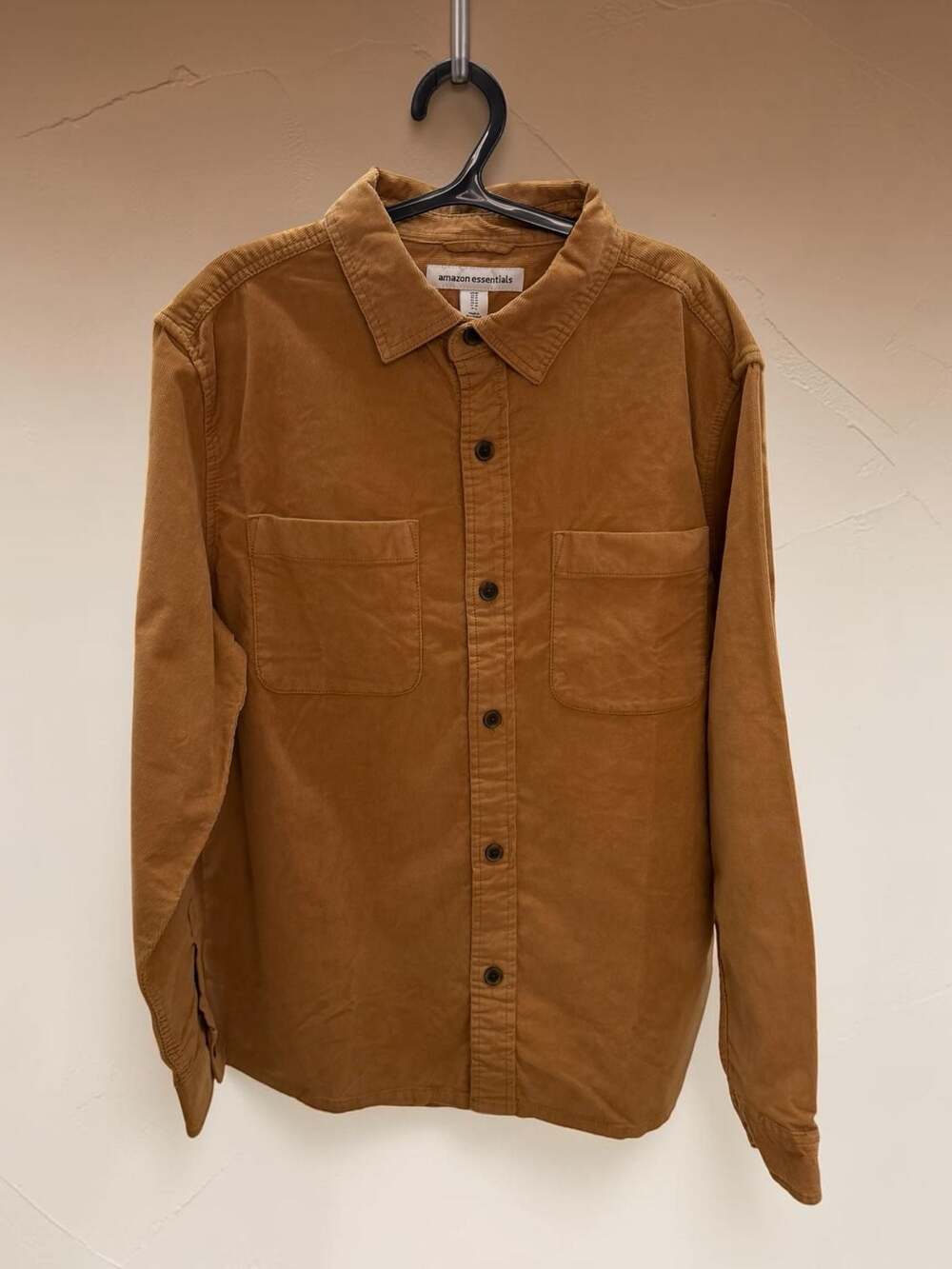 Amazon Essentials Men's Regular-Fit Long-Sleeve Corduroy‎ Shirt, Tan, Size M